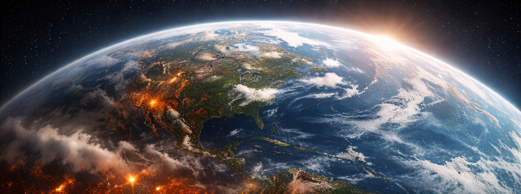Earth from space showing the visible effects of climate change and global warming